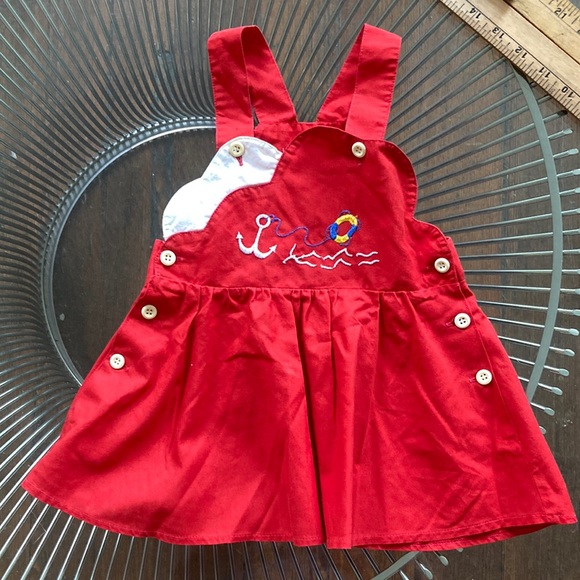 Vintage nautical sailor sun dress size 12-18 months - Picture 1 of 8